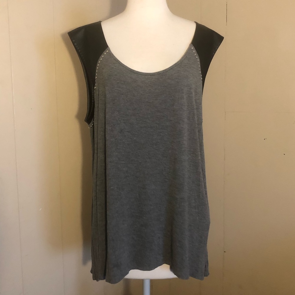 Rock & Republic faux leather embellished top